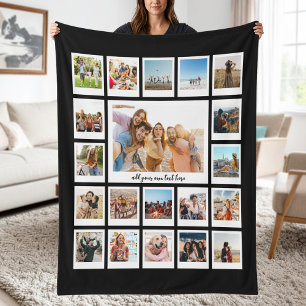 Modern 20 Photo Collage Fleece Blanket