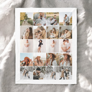 Modern 20 Photo Collage Fleece Blanket
