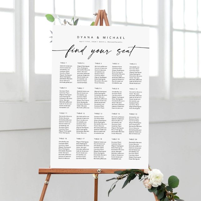 Modern 20 Tables Find Your Seat Seating Chart (Creator Uploaded)