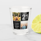Modern 21 birthday black 2 photo collage grid