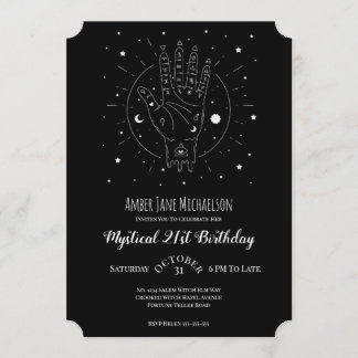 Modern 21 Birthday Fortune Teller Palmistry Magic Invitation