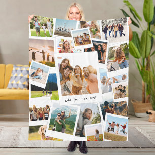 Modern 21 Picture Scrapbook Photo Collage Fleece Blanket