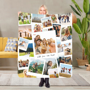 Modern 21 Picture Scrapbook Photo Collage Sherpa Blanket