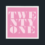 Modern 21st Birthday Elegant Pink Bold Typography Napkin<br><div class="desc">Modern 21st birthday napkins featuring elegant bold typography and minimalist design.</div>
