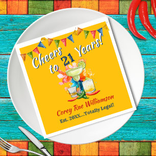 Modern 21st Birthday Fiesta Cheers to 21 Years  Napkin