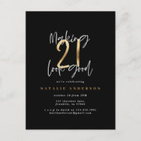 Modern 21st birthday typography black and gold