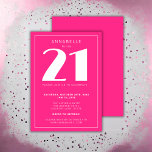 Modern 21st Twenty One Hot Pink Birthday Party Invitation<br><div class="desc">Custom 21st birthday party invitations perfect for girls twenty first birthday party.  Customise with your own name.  Colours can be edited in the design tool. Please use the message me button below for help with further customisation and special requests.  © Zoe Chapman Design</div>