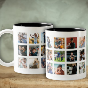 Modern 24 Insta Photo Collage Keepsake Two-Tone Coffee Mug