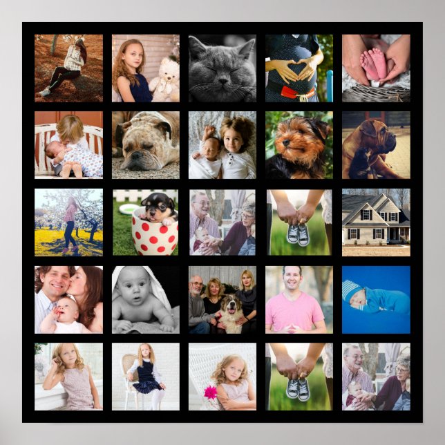 Modern 25 Family Photo Collage Poster (Front)
