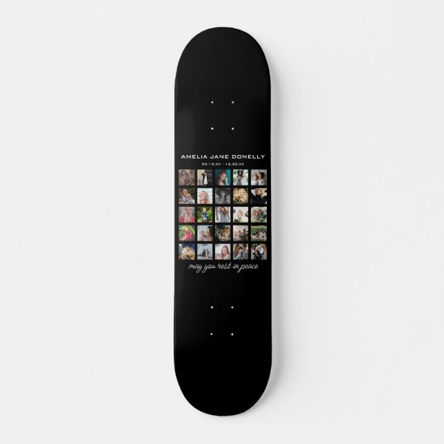 Modern 25 Photo Collage Memorial Skateboard (Front)