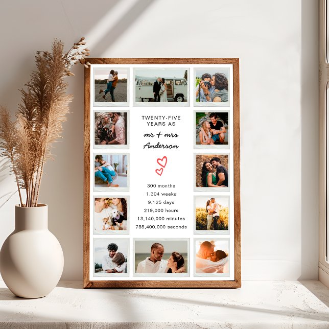 Modern 25th Anniversary Custom Photo Collage Poster (Creator Uploaded)