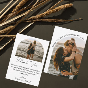 modern 2 arch photos wedding thank you card