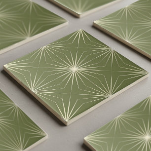 Modern 2 Color Geometric Pat#25 Olive Green ID1192 Tile