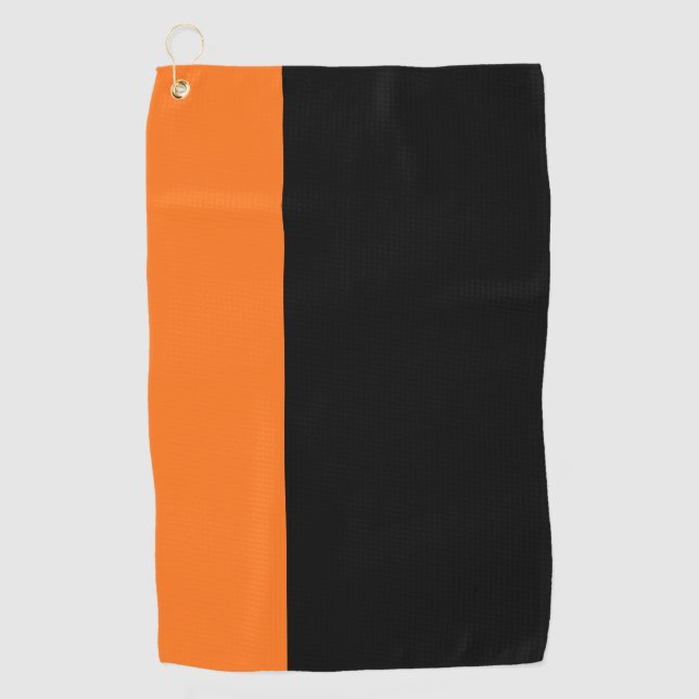 Modern 2 colours | Pumpkin and Black Golf Towel (Front)