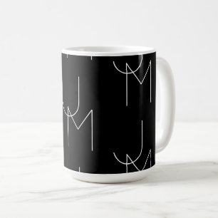 Modern 2 Initial Pattern Black & White Coffee Mug
