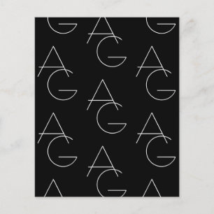 Modern 2 Initial Pattern   Black & White Flyer