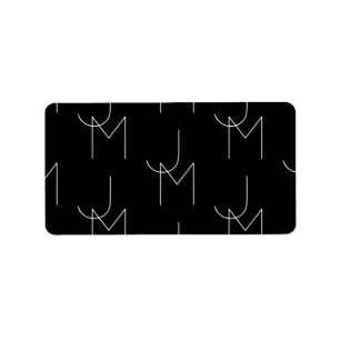 Modern 2 Initial Pattern   Black & White Label