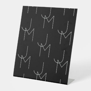 Modern 2 Initial Pattern   Black & White Pedestal Sign