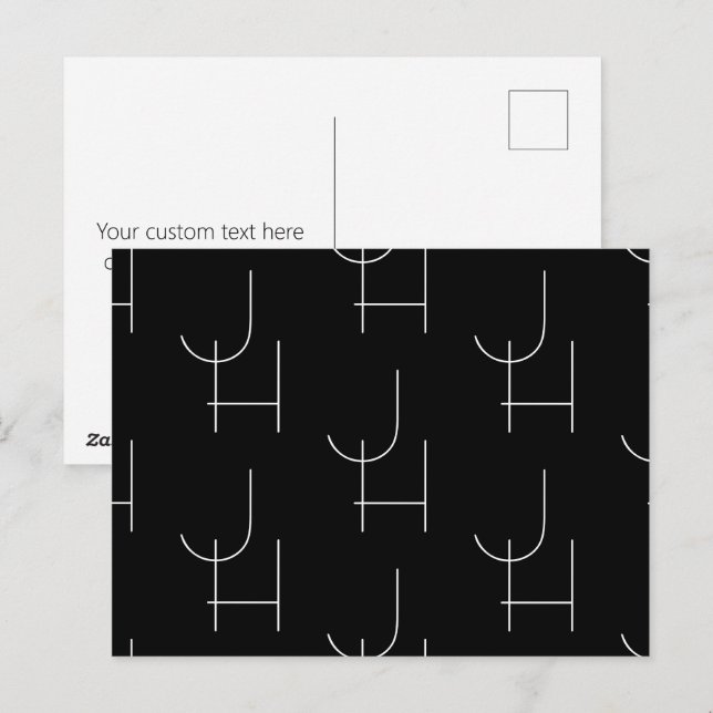 Modern 2 Initial Pattern | Black & White Postcard (Front/Back)