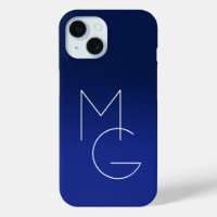 Modern 2 Initials | Deep Blue Ombre