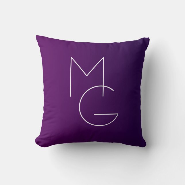 Modern 2 Initials | Deep Purple Subtle Ombre Cushion (Front)