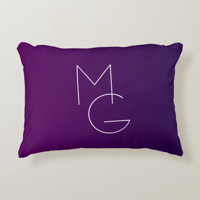 Modern 2 Initials | Deep Purple Subtle Ombre Decorative Cushion (Front)