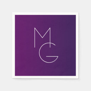 Modern 2 Initials Deep Purple Subtle Ombre Napkin