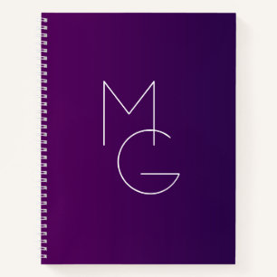 Modern 2 Initials   Deep Purple Subtle Ombre Notebook