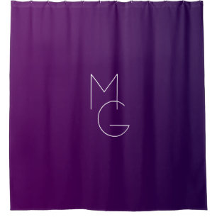 Modern 2 Initials Deep Purple Subtle Ombre Shower Curtain