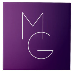 Modern 2 Initials Deep Purple Subtle Ombre Tile