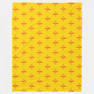 Modern 2-letter Monogram repeated allover Yellow Fleece Blanket