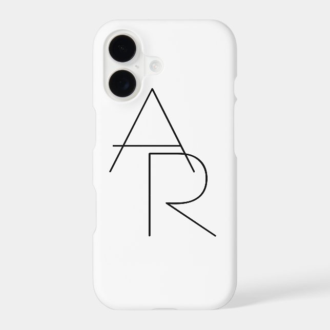 Modern 2 Overlapping Initials | Black on White (Back)