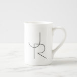 Modern 2 Overlapping Initials | Black on White Bone China Mug<br><div class="desc">Modern overlapping initials.</div>