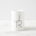 Modern 2 Overlapping Initials | Black on White Bone China Mug<br><div class="desc">Modern overlapping initials.</div>