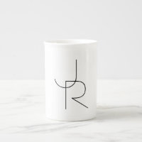 Modern 2 Overlapping Initials | Black on White