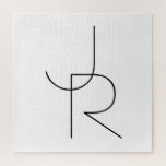Modern 2 Overlapping Initials | Black on White Jigsaw Puzzle<br><div class="desc">Modern overlapping initials.</div>