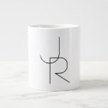 Modern 2 Overlapping Initials | Black on White Large Coffee Mug<br><div class="desc">Modern overlapping initials.</div>