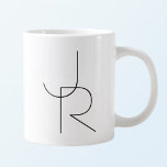 Modern 2 Overlapping Initials | Black on White Large Coffee Mug<br><div class="desc">Modern overlapping initials.</div>