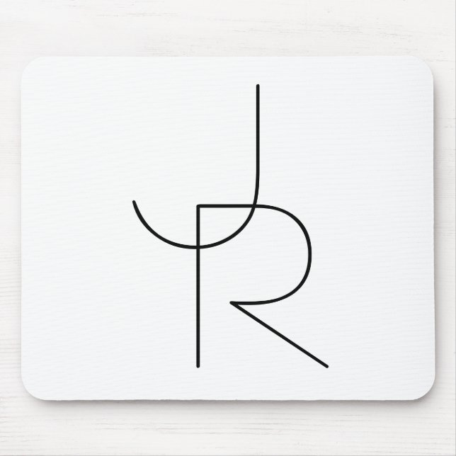 Modern 2 Overlapping Initials | Black on White Mouse Pad (Front)