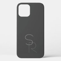 Modern 2 Overlapping Initials | Grey on Grey