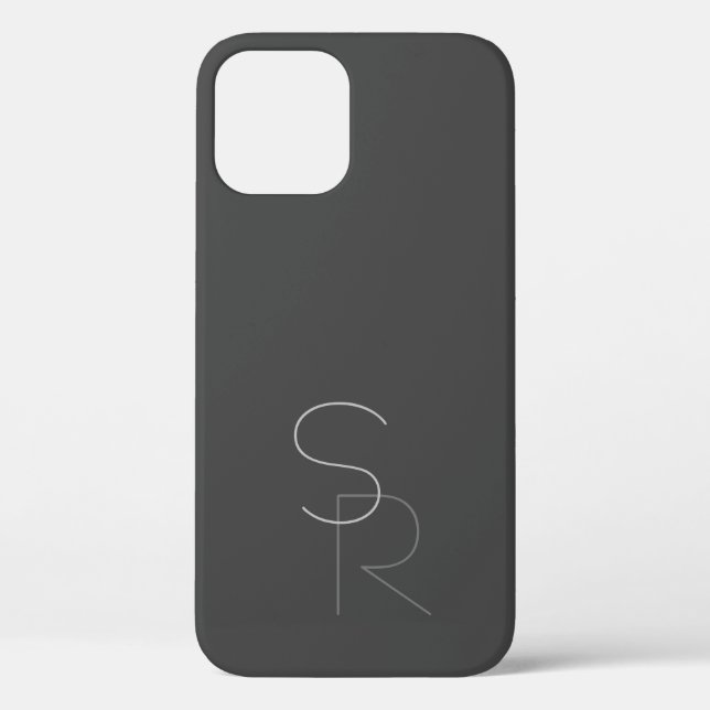 Modern 2 Overlapping Initials | Grey on Grey Case-Mate iPhone Case (Back)