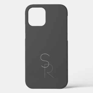 Modern 2 Overlapping Initials Grey on Grey iPhone 12 Pro Case