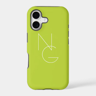 Modern 2 Overlapping Initials Lime Green