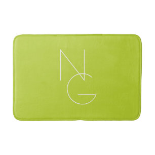 Modern 2 Overlapping Initials   Lime Green Bath Mat