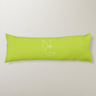 Modern 2 Overlapping Initials Lime Green Body Cushion
