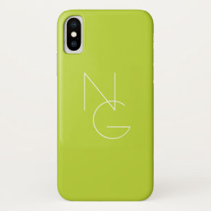 Modern 2 Overlapping Initials   Lime Green Case-Mate iPhone Case