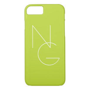 Modern 2 Overlapping Initials   Lime Green Case-Mate iPhone Case