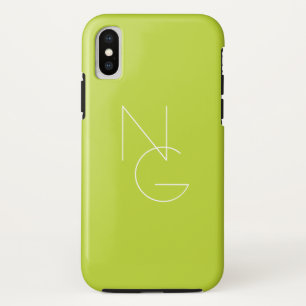 Modern 2 Overlapping Initials   Lime Green Case-Mate iPhone Case