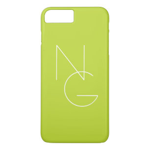 Modern 2 Overlapping Initials   Lime Green Case-Mate iPhone Case