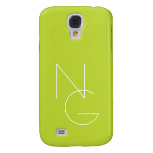 Modern 2 Overlapping Initials   Lime Green Galaxy S4 Case